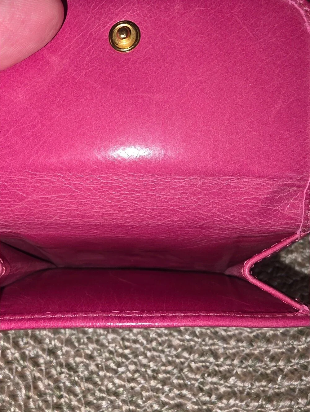 Pre-owned Authentic Miu Miu Bright Pink Leather Bow-Accent Wallet